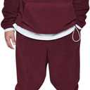 Men's 2 Piece Polar Fleece Tracksuits Hooded Sweatshirts and Sweatpants Casual Jogger Set (X-Large, Red)
