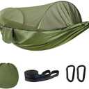 Camping Hammock with Mosquito Net - Double & Single Portable Hammocks with 2 Tree Straps, Lightweight Hammock Tent for Outdoor Camping, Hiking, Backpacking, Beach & Backyard (Army Green)