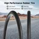 yeesport 700 x 28c Road Bike Tires, 2 Pack Foldable (28-622) 700c x 28 Bike Tire and 700x28c Tube Presta Valve 60mm, 700c Bike Tire & Tire Lever Rim Strips