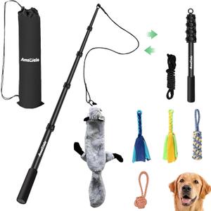 Flirt Pole for Dogs, Interactive Toys Tug-of-war for Dogs, Five-Section Retractable Adjustable Length,for Outdoor Exercise & Training for Small Medium Large Dog