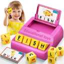 Montessori Matching Letter Game for Kids Ages 3-8 | Educational Learning Spelling Toys with Storage Function | Christmas Birthday Gifts for 3 4 5 6 Year Old Boys & Girls | Larger Pink (50% Bigger)