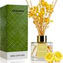 Reed Diffuser Set - 3.38 fl oz Lemon Verbena Premium Scented Oil with Preserved Baby's Breath & Cotton 6 Sticks | Long-Lasting Aromatherapy for Home, Bedroom, Bathroom, Office Home Decor