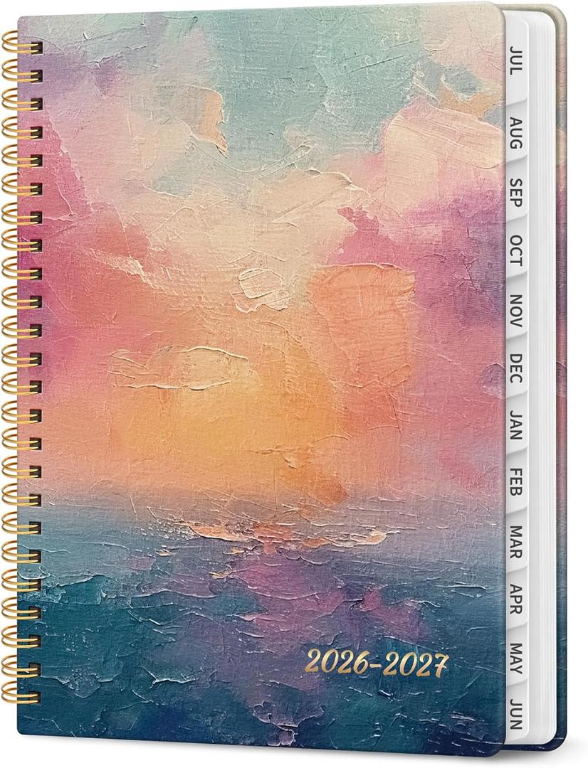 2 x Planner 2026-2027, Academic Year Weekly and Monthly Calender Planner, from Jul 2026 - Jun 2027, Spiral Bound School Planning Book, Perfect for Teacher, Student, Women & Men, A5 (6.3" x 8.5"), Sunset