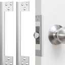 Blulu 2 Pcs Door Latch Guard Plate 7 Inch Outswing Angle Latch Protector Shield L Shaped Security Reinforcement Striker Plates to Block Access to Door Lock Deadbolt