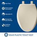 Bemis Aurora Slow Close Toilet Seat, Easy Clean Hinges and Adjustable Perfect Fit Plastic Seat, Made in USA, Elongated, Almond