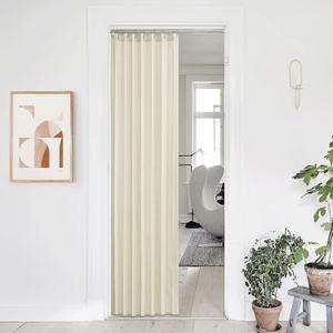 NICETOWN 80 Inch Long Linen Sheer Curtains for Bedroom Living Room, Light Filtering Door Curtain for Doorway, Temporary Room Divider Sliding Door Shade for Closet, 1 Panel, Greyish White, 38" Wide