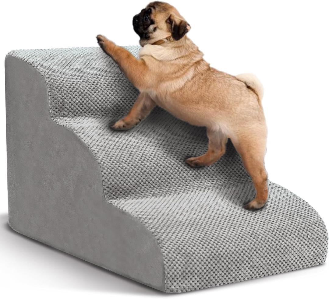 Dog Stairs for Small Dogs, High Density Foam Dog Steps, Extra Wide Non-Slip Pet Ramp for High Beds Or Couch, Soft Doggie Ladder for Dogs Injured, Older Pets, Small Cats