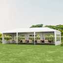 Tangkula Heavy Duty Party Tent - 10x30 Ft White Event Tent with 6 Sidewalls & 2 Zippered Doors, Ideal for Outdoor Weddings, Parties & Backyard Events