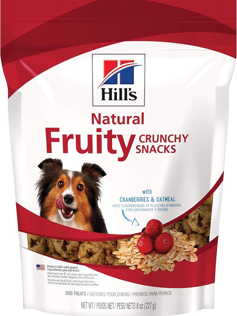 Hill's Natural Fruity Crunchy Snacks, All Life Stages, Great Taste, Dog Treats, Cranberries & Oatmeal , 8 oz Bag (8 Ounce (Pack of 1))