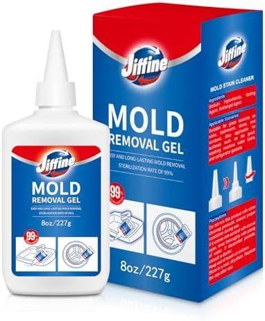 Jiffine Mold Stain Remover Gel Cleaner - Heavy Duty Cleaner for Washing Machine Seals, Grout, Caulk, Showers, and Bathroom Tile - 8 Fl Oz