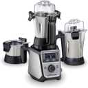 Hamilton Beach Professional 4-in-1 Juicer Mixer Grinder, Commercial-Grade 1400 Watt Motor, 3 Leakproof Jars, For Wet and Dry Spices, Chutneys and Curries, Engineered in India & USA (58770), Stainless