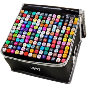 ATOPSTAR 168 Colors Markers Artist Drawing Dual Tip Marker Pen for Adult Coloring Painting Supplies Perfect for Kids Boys Girls Students Adult(168 Black Shell)