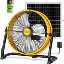 T-SUNUS 12" Solar Powered Floor Fan 13200mAh & 20W Panel, 1500 CFM