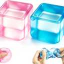 3 x 2 Pack Ice Cube Squishy Fidget Toys, Slow Rising Sensory Stress Cubes for Anxiety Relief, Soft Squeeze Desk Toys for Adults Kids Teens, Blue and Pink Cubes