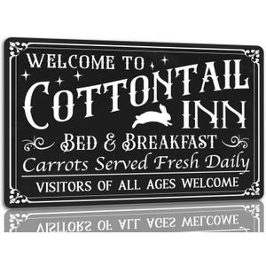 Welcome To Cottontail Inn Bed And Breakfast Tin Sign Easter Vintage Metal Signs Funny Rabbit Decor Signs Spring Egg Bouquet Chick Wall Art Decor For Home Farm Farmhouse Easter Party 5.5x8 Inch (P2)
