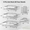 Liuoud 5 Pack Shower Caddy Organizer Rack Shelf for Inside Shower, Self Adhesive Bathroom Wall Storage Basket Rustproof Stainless Steel Large Capacity Shampoo Holder, Silver