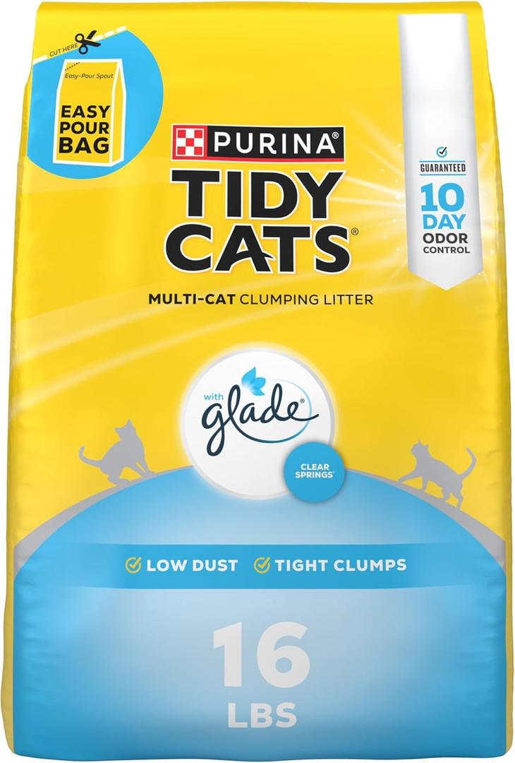 Purina Tidy Cats Clumping Multi Cat Litter, Glade Clear Springs - 16 lb. Bag (16lb Bag (Pack of 1))