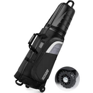 findway Golf Travel Bags for Airlines with Wheels and ABS Hard Case Top, Protect Your Clubs, Waterproof 1680D Oxford Fabric and Oversize Tank Wheels, Lightweight and Easy to Maneuver (Black)