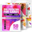 100 Pockets Mini Sheet Protectors Fit 4x6'' Cards (Pack of 50) for 8.5x9.5 Mini Binders, Half Binders, Recipe Book Page Refill Sheets, 2 Pocket Index Card Protectors, Crystal Clear Covers
