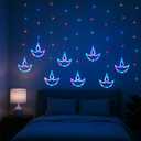 KEPATO Diwali String Lights Multicolor 12 Diya Curtain Lights 138 LED Battery Operated Indian Festival Lights for Wall Window Room Decor Indoor Outdoor