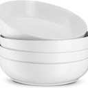 KooK Pasta Bowl, Salad Bowls, Bowls, Serving Bowls, Soup, Ceramic, Large Capacity, Microwave & Dishwasher Safe, Set of 4, 40 Oz, (White)