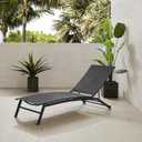 Crosley Furniture Weaver Reclining Sling Outdoor Chaise Lounge Chair with Wheels for Patio, Deck, and Pool, Charcoal