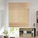 No Drill Cordless Bamboo Roman Shades, Nature, 21x48
