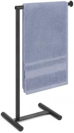 Livabber L-Shape Hand Towel Holder Stand, Metal Hand Towel Rack Modern Countertop Hand Towel Ring Standing Towel Bar for Bathroom Kitchen Vanity (Black)