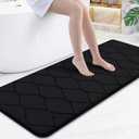 Smiry Memory Foam Bath Mat 59''x24'', Ultra Soft Non-Slip Bathroom Rug, Plush Water Absorbent Quick Dry and Machine Washable Floor Mat for Shower, Tub & Home Decor, Black