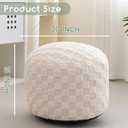HIGOGOGO Round Stuffed Pouf Ottoman, Plaid Poufs with Foam Chunk Filling, Fluffy and Furry Pouf Foot Stool Storage Ottoman, 20 X 15 Floor Poufs Foot Rest for Living Room, Beige