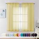Chyhomenyc Mustard Yellow Sheer Curtains 54 Inches Long, Light Filtering Window Sheer Curtain Panel Drapes, Elegant Rod Pocket Soft Voile for Bedroom Living Room, Each 42Wx54L Inches, 2 Panels
