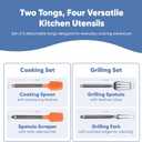 Chefs Path Grip & Flip Utensil Set - Snap-on Kitchen Tongs & Cooking Utensil Set - Cooking Spoon, Spatula Scraper, Grill Spatula, & Grill Fork for Home Kitchen, BBQ Tools, Camping & Outdoor Cooking