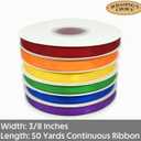 Yellow Ribbon 3/8 Inch x 50 Yards Satin Ribbon Continuous, Single Face, for Crafts, Gift Wrapping, Floral Bouquet, Weddings, and Decorations, with Spool