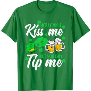 St Patrick's Day Lucky Shamrock Waitress Bartender Waiter T-Shirt, Men, Green, S