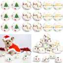 Syhood 60 Pcs Christmas Snowball Dog Toys Squeaky Christmas Snowball Fight Plush Toys for Xmas Indoor Outdoor Santa Elk for Small & Middle Pet Chew Pets Gifts(Dog Paw)