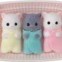 Calico Critters Persian Cat Triplets - Collectible Dollhouse Figures with Cradle Accessory