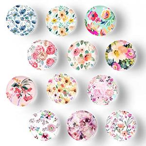 12Pcs Glass Strong Magnetic Refrigerator Magnet Fridge Sticker,Colorful Flowers Crystal Fridge Magnets Decoration for Crafts,Fridge Magnets for Kitchen, Office Whiteboard, Cabinet and Dishwasher