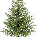 3FT Pre-Lit Artificial Norfolk Pine Christmas Tree  Realistic Potted Tree with 70 LED Lights & 8-Mode Battery Box, Pre-Assembled Faux Holiday Decor for Indoor Display