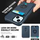 TUCCH Case for iPhone 15 Plus with Detachable Card Wallet, [Magnetic Wireless Charging] Slim RFID Blocking Finger Ring Grip Kickstand, PU Leather Protective Cover Compatible with iPhone 15 Plus, Blue