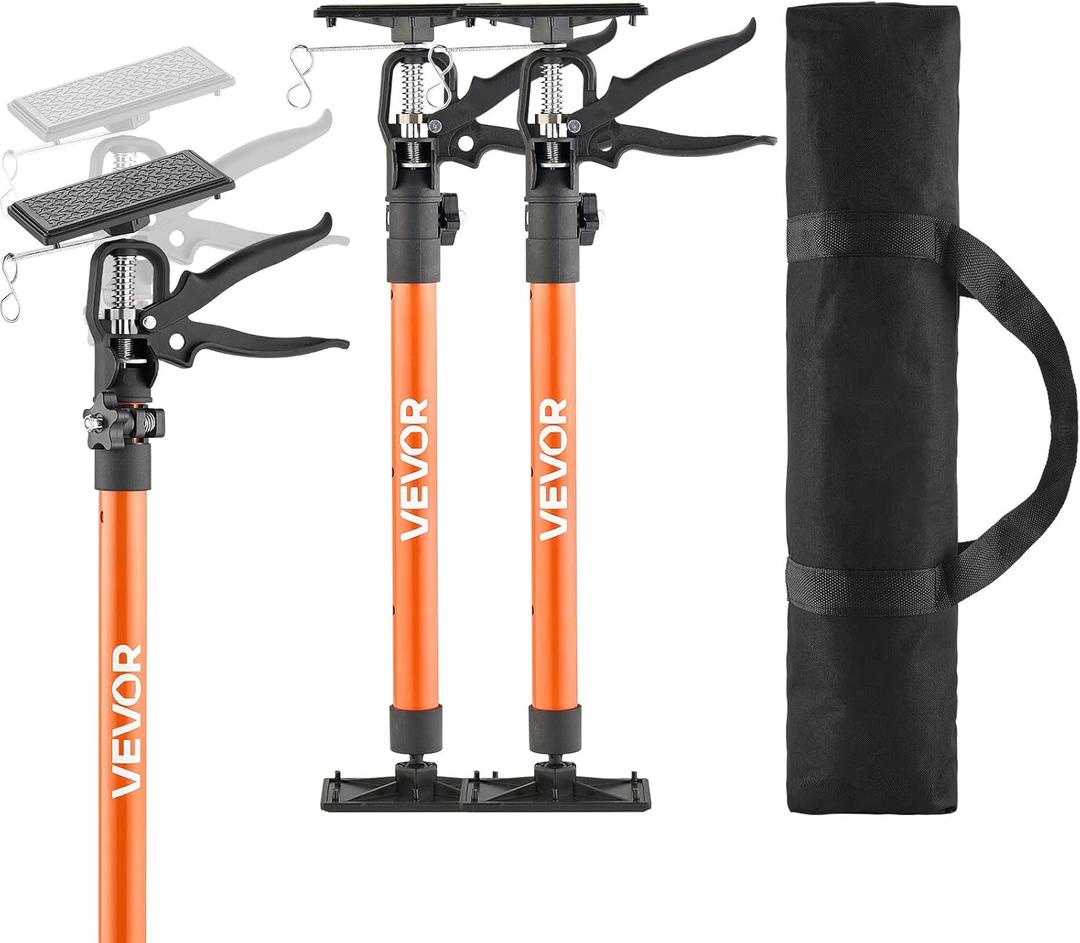 VEVOR Cabinet Jack Support Pole, 2-Pack, 20.8-45.2 Inch Steel Telescopic Quick Support Rod, Adjustable 3rd Hand System up to 154 lbs Capacity for Installing Cabinets, Lifting Drywall, Cargo Bars