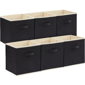Lifewit Collapsible Fabric Storage Cubes Bins Set 11 Inch, Foldable Cubby Organizers Boxes, 6 Pack Organizing Baskets for Shelf, Closet, Utility Room, Storage Room Black