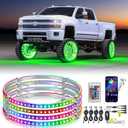 Nilight 4PCS 17.5inch LED Wheel Ring Lights RGB with APP and Remote Control Neon Lights Million Colors w/Turn Signal and Braking Function for Car Van SUV Truck