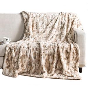 Oversized Soft Throw Blanket, Gift for Women Men, 60" x 80" Luxurious Warm Thick Spring Blanket, Elegant Cozy Faux Fur Throw Blanket for Couch Bed and Sofa, Gifts for Mom Dad, Marbled Ivory