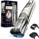 Vacuum Beard Trimmer for Men, Upgrade Adjustable Length with 2 Comb, Electric Vacuum Trimmer for Beard, Mustache and Stubble, Waterproof and Rinses Easy, High Precision Blades for Skin Fit