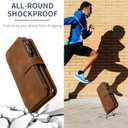 Asuwish Phone Case for Samsung Galaxy S21 FE 5G Zipper Wallet Cell Cover with Tempered Glass Screen Protector Crossbody Strap Flip Credit Card Holder S 21 EF S21FE5G UW S21FE 21S G5 6.4 inch Men Brown