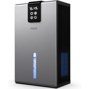 PSOS Dehumidifier, Dehumidifiers for Home, 98 OZ Water Tank, (1000 sq.ft) Quiet Dehumidifier for Basement Bedroom Bathroom with Humidity Display, Auto Shut Off, Relaxing 7 Color Ambient Light(Gray)