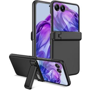 Miimall for Motorola Razr Plus 2024 Case,Razr Plus 2024 Case with Hinge Protection [Kickstand] [Built-in Screen Protector] Military Grade Shockproof Hard Heavy Duty Rugged Grip Phone Cover, Black