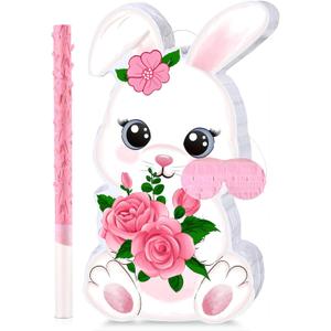 Bunny Egg Piata with Blindfold, Bat and Filler, Funny Cute Party Favors for Cute Birthday Piata Egg Theme Kids and Adults Party Supplies Decoration