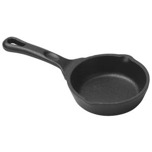 Winco Mini Cast Iron, Induction Skillet, Round, 3 Oz, 3-1/2" Dia, Matte Black Enamel