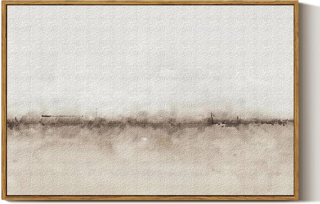 ARPEOTCY Large Framed Canvas Wall Art, 24x36 Inch, Modern Minimalist Abstract Art Prints, Contemporary Neutral Beige Decor for Living Room Hallway Bedroom Fireplace, Sandstone Textured Decor (36L" x 24W")